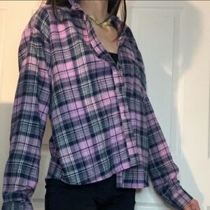 Wild Fable Pink and Navy Plaid Shirt